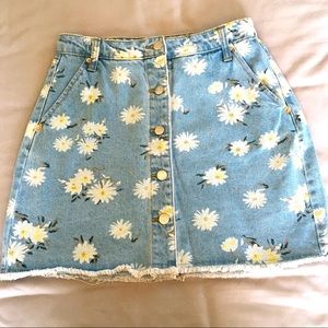 Daisy Fringe Jean Skirt